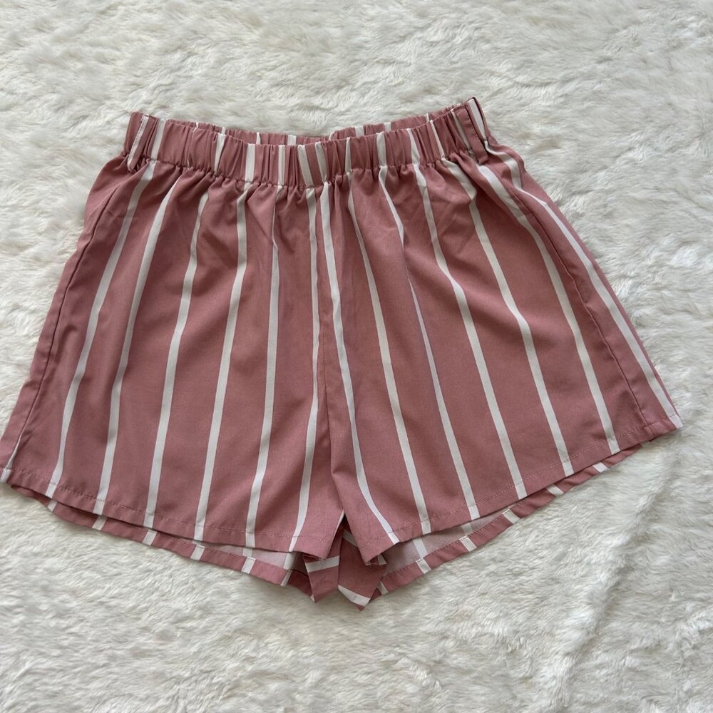 Shein Pink White Stripe Casual‎ Shorts - Small